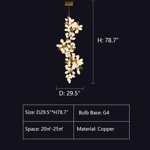 Large Branch Copper Chandelier with Grape Shape Bulbs Unique and Creative Light Fixture for Staircase/ Duplex/ High Ceiling Living Room/ Restaurant-Chandeliers-Arialamps
