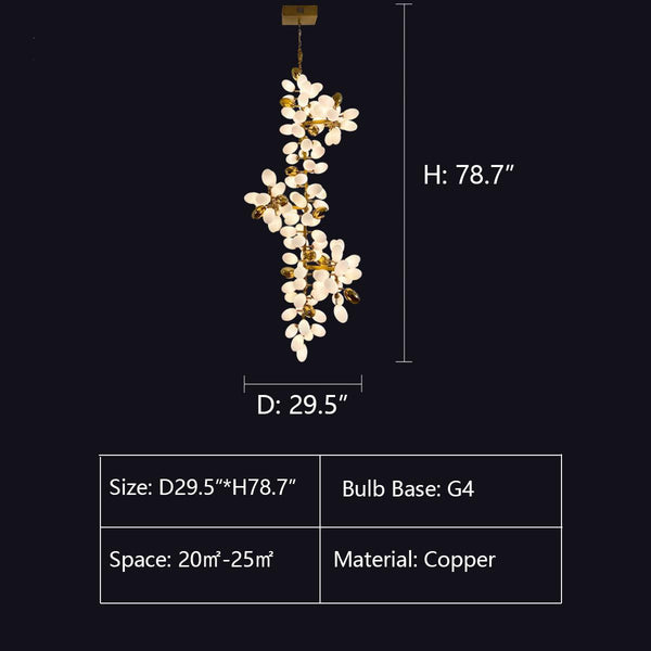 Large Branch Copper Chandelier with Grape Shape Bulbs Unique and Creative Light Fixture for Staircase/ Duplex/ High Ceiling Living Room/ Restaurant-Chandeliers-Arialamps