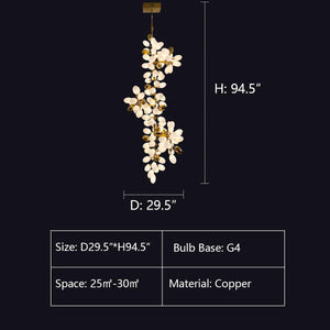 Large Branch Copper Chandelier with Grape Shape Bulbs Unique and Creative Light Fixture for Staircase/ Duplex/ High Ceiling Living Room/ Restaurant-Chandeliers-Arialamps