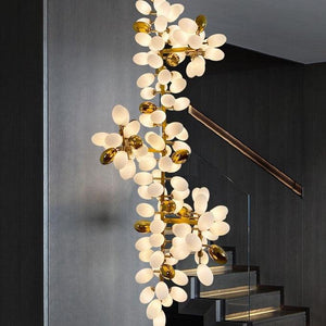 Large Branch Copper Chandelier with Grape Shape Bulbs Unique and Creative Light Fixture for Staircase/ Duplex/ High Ceiling Living Room/ Restaurant-Chandeliers-Arialamps