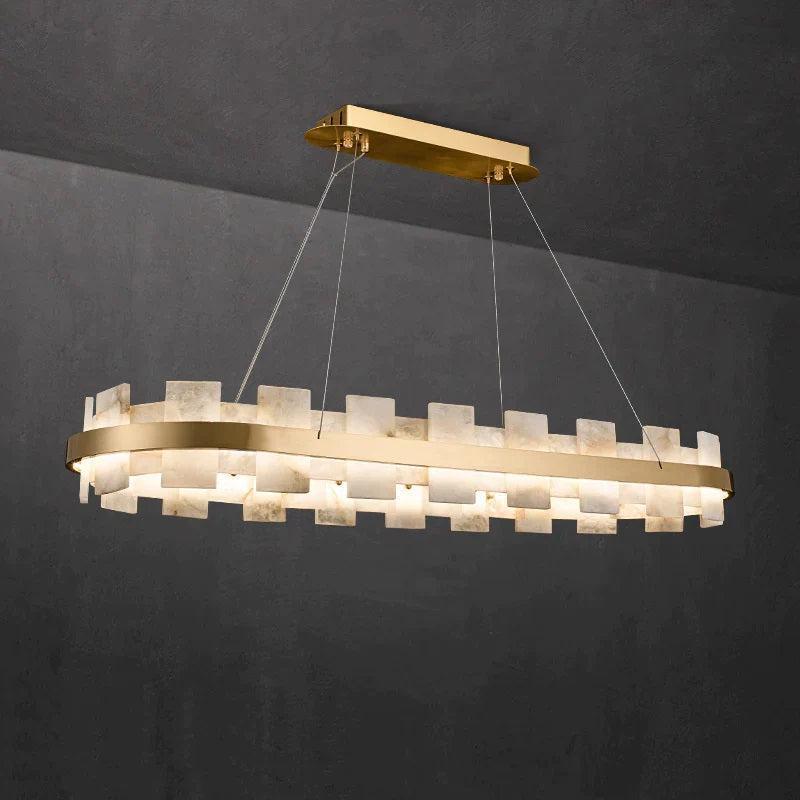 Larry Modern Oval Marble Island Chandelier-Chandeliers-Arialamps
