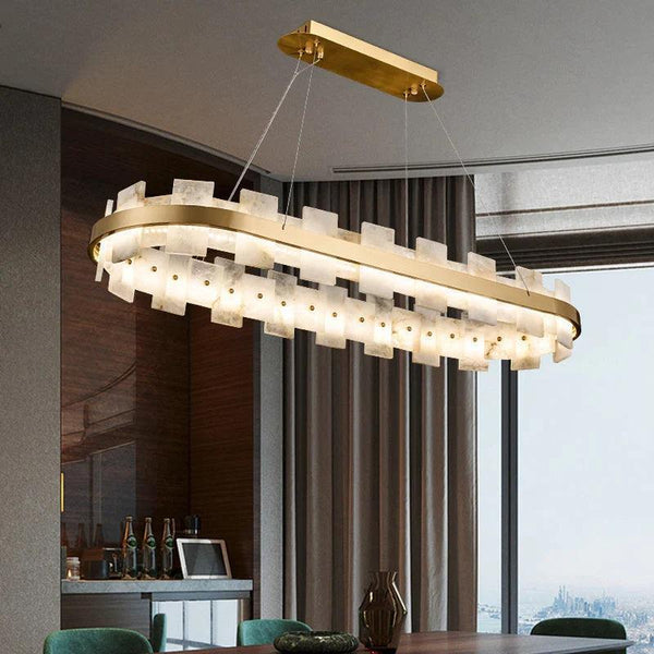 Larry Modern Oval Marble Island Chandelier-Chandeliers-Arialamps