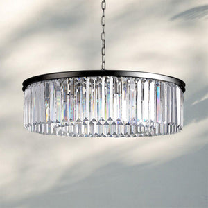 Leyland Crystal Round Chandelier-Bronze-