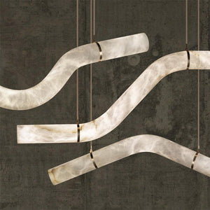 Liberty Curved Pendant Alabaster Chandelier, Pendant Light Over Dining Table-Arialamps