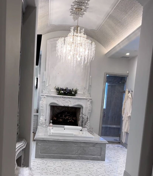 Large Transparent metal frame Light Luxury Elegant Sliver Flower Branch Chandelier For Living/Dinning/Bedroom Room/Hallway