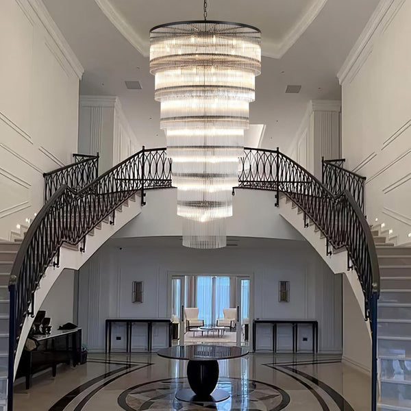 Luxurious 7‑Tier Black Glass Chandelier with 48 Lights