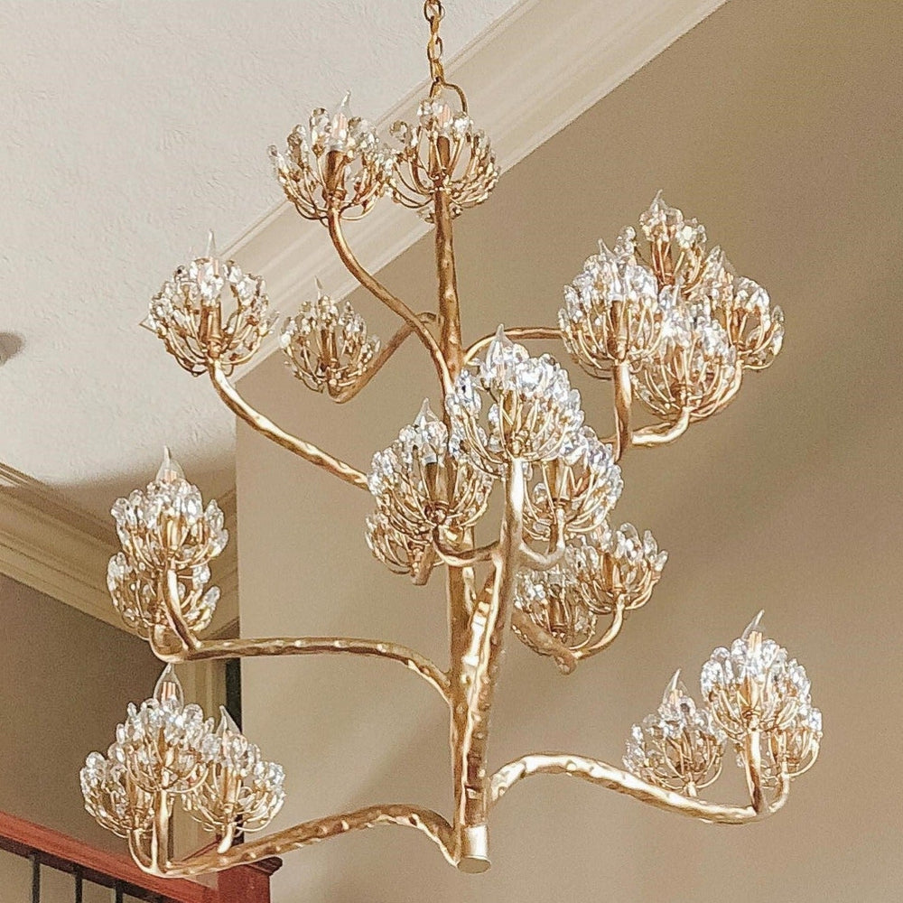 Luxury Branch Flower Chandelier in Gold for Living Room Staircase and Bedroom Lighting-Chandeliers-Arialamps