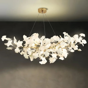 Luxury Ceramic Ginkgo Linear Chandelier-Chandelier-