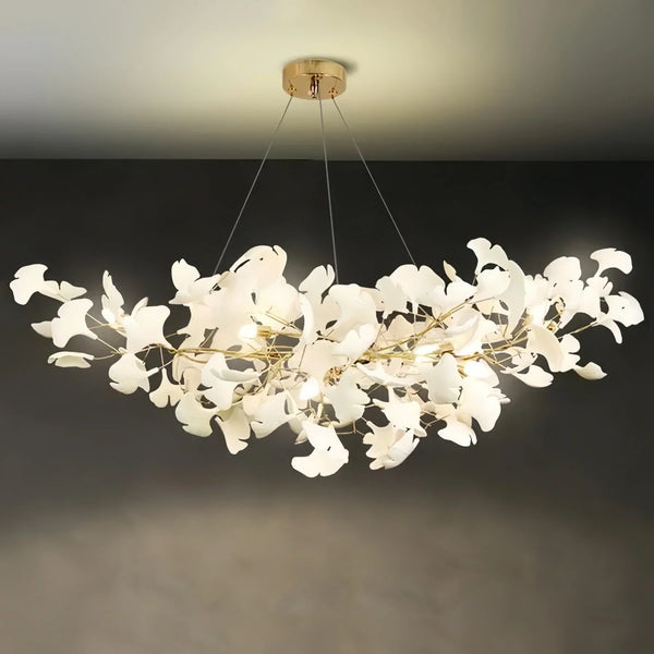 Luxury Ceramic Ginkgo Linear Chandelier-Chandelier-
