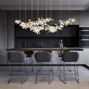 Luxury Ceramic Ginkgo Linear Chandelier-Chandelier-88''-