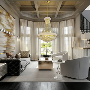 Luxury Empire Foyer K9 Crystal Chandelier Light Fixture In Gold/ Chrome Finish - Arialamps