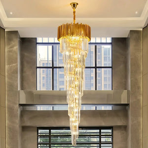 Luxury Gold Spiral Crystal Chandelier for Staircase/Foyer/Entryway - Arialamps