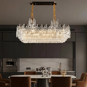 Luxury Hotel Hallway Ceiling Lighting Fixture Large Round Crystal Chandelier - Arialamps