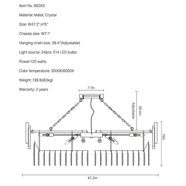 Luxury Modern Living Room Black Crystal Light Fixture-