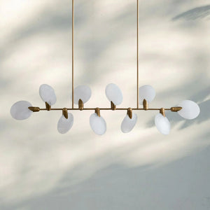 Lyla Linear Chandelier 74 inch modern dining room chandelier in brushed brass finish