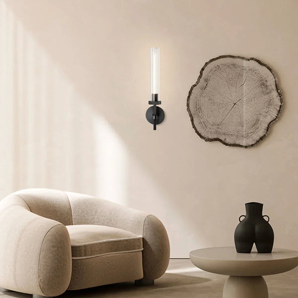 Matte Black Twining 1-Light Dimmable Luxury Flush Mounted Wall Sconce