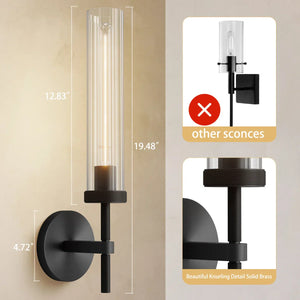 Matte Black Twining 1-Light Dimmable Luxury Flush Mounted Wall Sconce