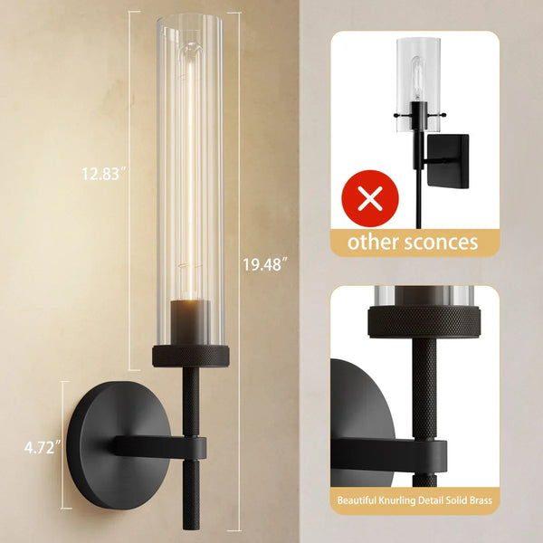 Matte Black Twining 1-Light Dimmable Luxury Flush Mounted Wall Sconce