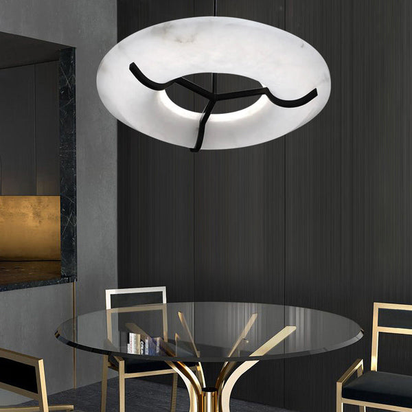 Maxine Modern Round Alabaster Dining Room Chandelier Chandelier Kevin Studio Inc