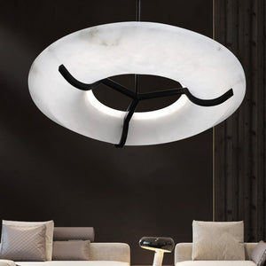 Maxine Modern Round Alabaster Dining Room Chandelier Chandelier Kevin Studio Inc 23.6" D