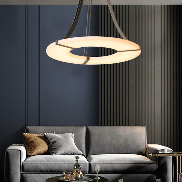 Maxine Modern Round Alabaster Plate Chandelier, Exquisite Illumination Chandelier Kevin Studio Inc