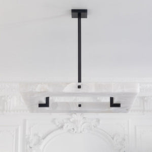 Maxine Modern Square Alabaster Living Room Chandelier Chandelier Kevin Studio Inc