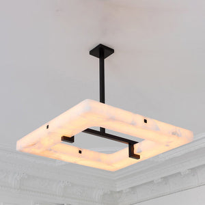 Maxine Modern Square Alabaster Living Room Chandelier Chandelier Kevin Studio Inc