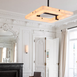 Maxine Modern Square Alabaster Living Room Chandelier Chandelier Kevin Studio Inc