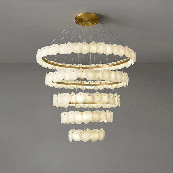 Arialamps Tiered Circular Alabaster Chandelier