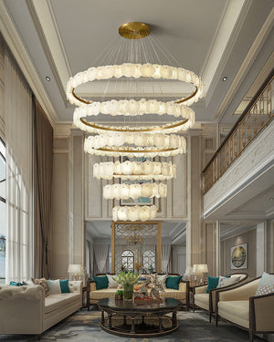 Arialamps Tiered Circular Alabaster Chandelier