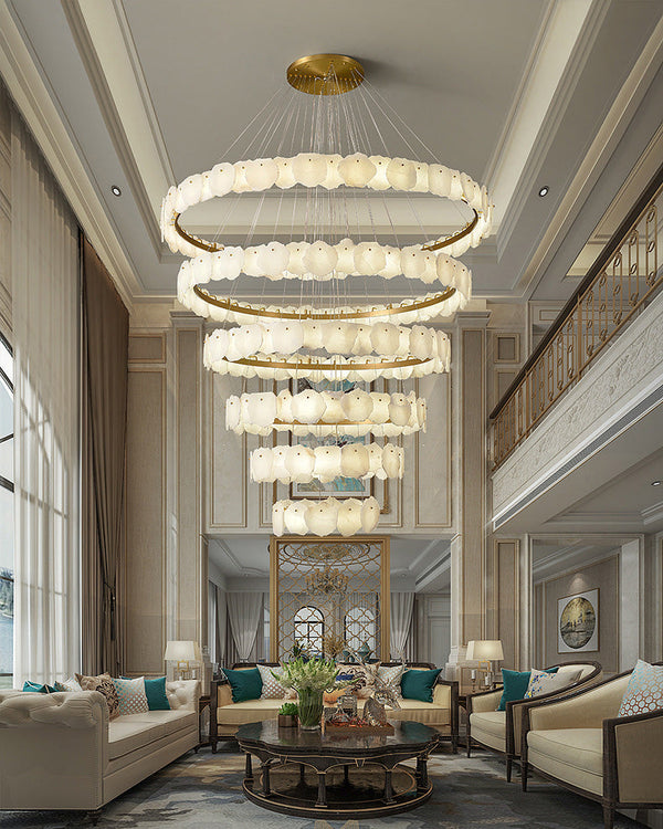 Arialamps Tiered Circular Alabaster Chandelier