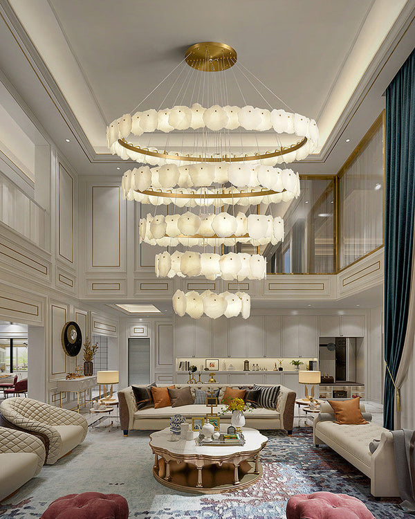Arialamps Tiered Circular Alabaster Chandelier