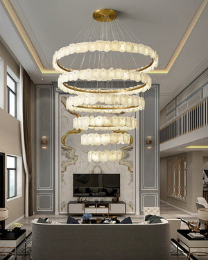 Arialamps Tiered Circular Alabaster Chandelier