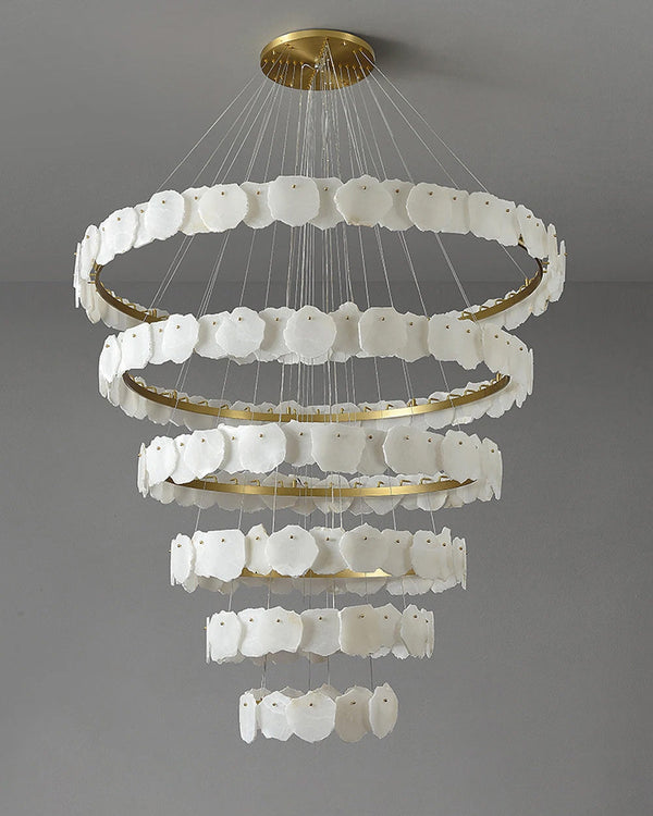 Arialamps Tiered Circular Alabaster Chandelier