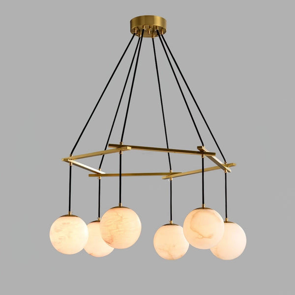 Miira Alabaster Chandelier with 3/6/8 heads-Arialamps