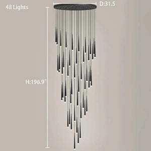 Minimalism Foyer Staircase Chandelier Ceiling Pendant Lighting Fixture For Living Room Entryway In Gold/ Black Finish - Arialamps
