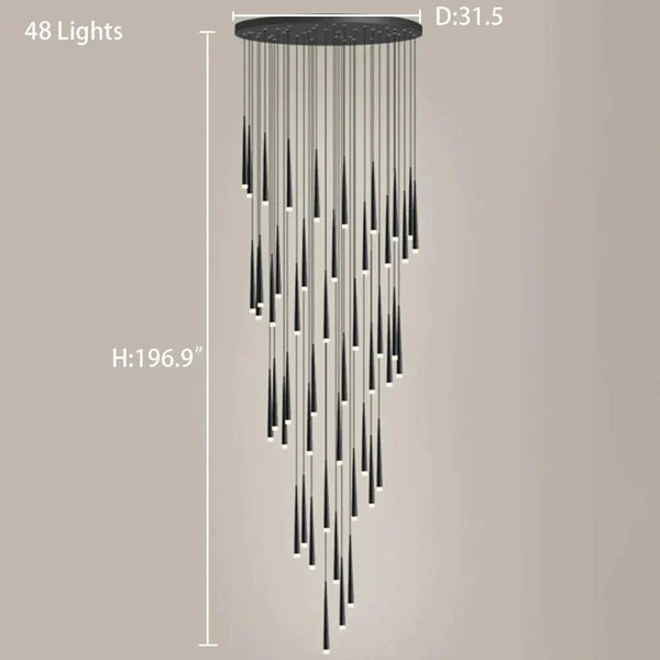 Minimalism Foyer Staircase Chandelier Ceiling Pendant Lighting Fixture For Living Room Entryway In Gold/ Black Finish - Arialamps