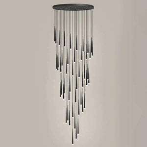 Minimalism Foyer Staircase Chandelier Ceiling Pendant Lighting Fixture For Living Room Entryway In Gold/ Black Finish - Arialamps