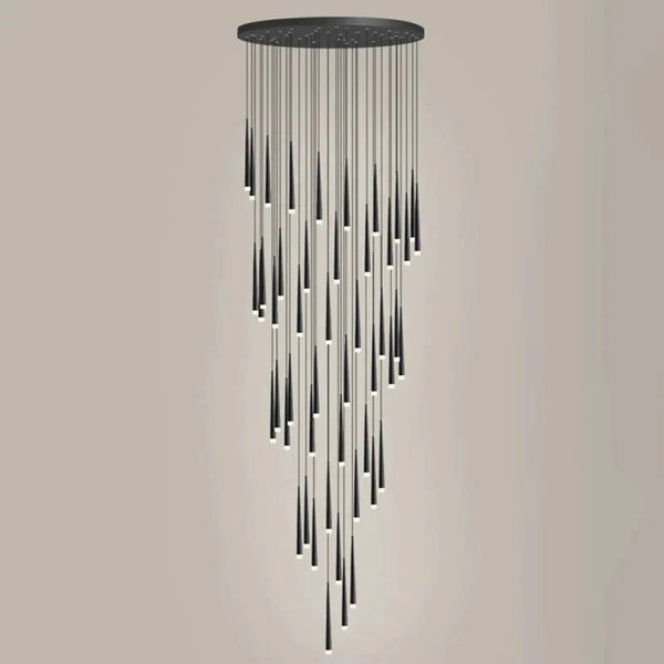 Minimalism Foyer Staircase Chandelier Ceiling Pendant Lighting Fixture For Living Room Entryway In Gold/ Black Finish - Arialamps