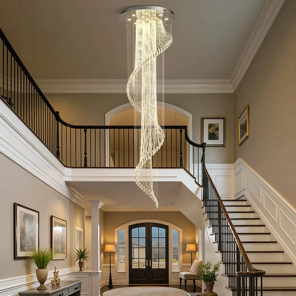 Modern Art Design Crystal Spiral Raindrop Chandelier - Arialamps