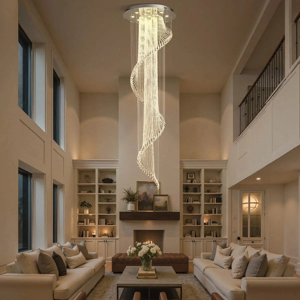 Modern Art Design Crystal Spiral Raindrop Chandelier - Arialamps