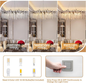YUYI Modern Black Crystal Chandelier with 18 G9 Bulbs