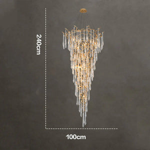 Modern Crystal Droplet Branch Staircase Chandelier-Arialamps