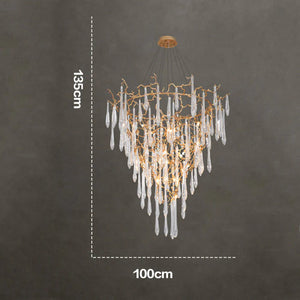 Modern Crystal Droplet Branch Staircase Chandelier-Arialamps