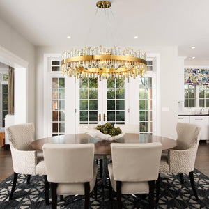 Modern Gold 2-Tier Crystal Chandelier with 20 E12 Bulbs