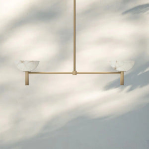 Modern Kitchen Island Pendant Light with Alabaster Shades, Linear Real Alabaster Pendant Lamp-Chandelier-Arialamps