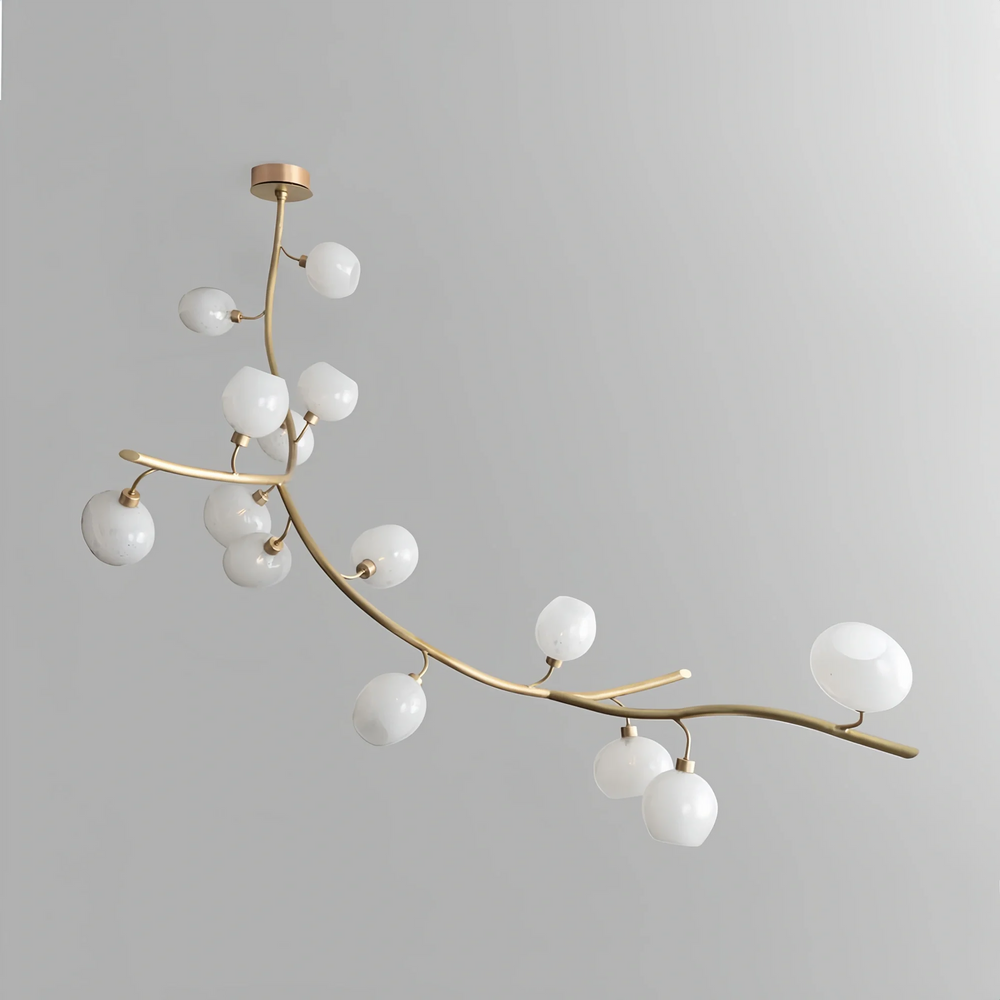 Modern Linear Brass Branches Chandelier for Dining Room-L83.5"*W55"*H75.5"-White light-Arialamps