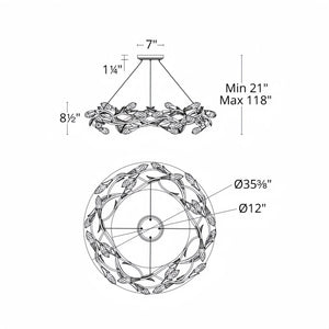 Modern Linear/Round Floral Branches Crystal Chandelier-Arialamps