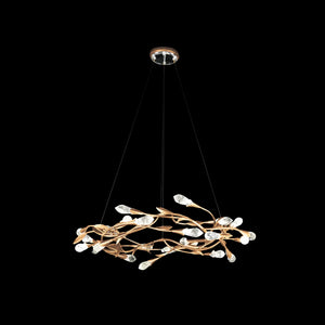 Modern Linear/Round Floral Branches Crystal Chandelier-Round/D35.4"*H8.5"(D90cm*H21.6cm)-Gold-Warm Light-Arialamps