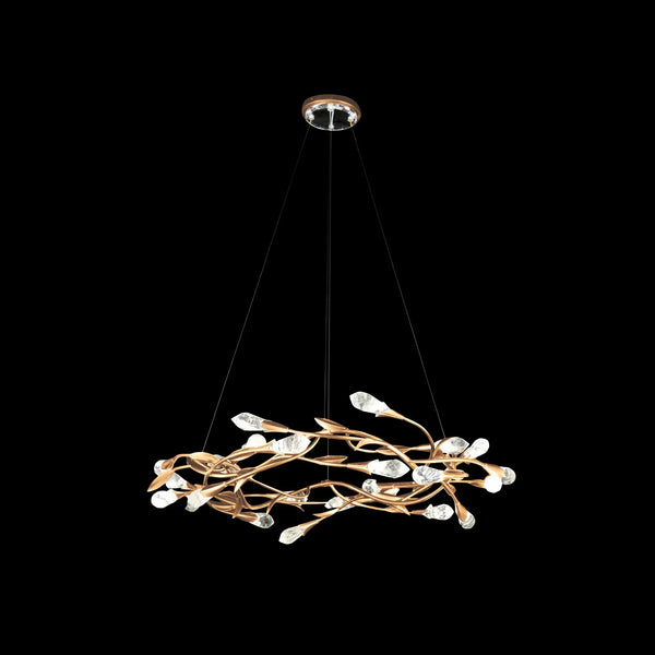 Modern Linear/Round Floral Branches Crystal Chandelier-Round/D35.4"*H8.5"(D90cm*H21.6cm)-Gold-Warm Light-Arialamps